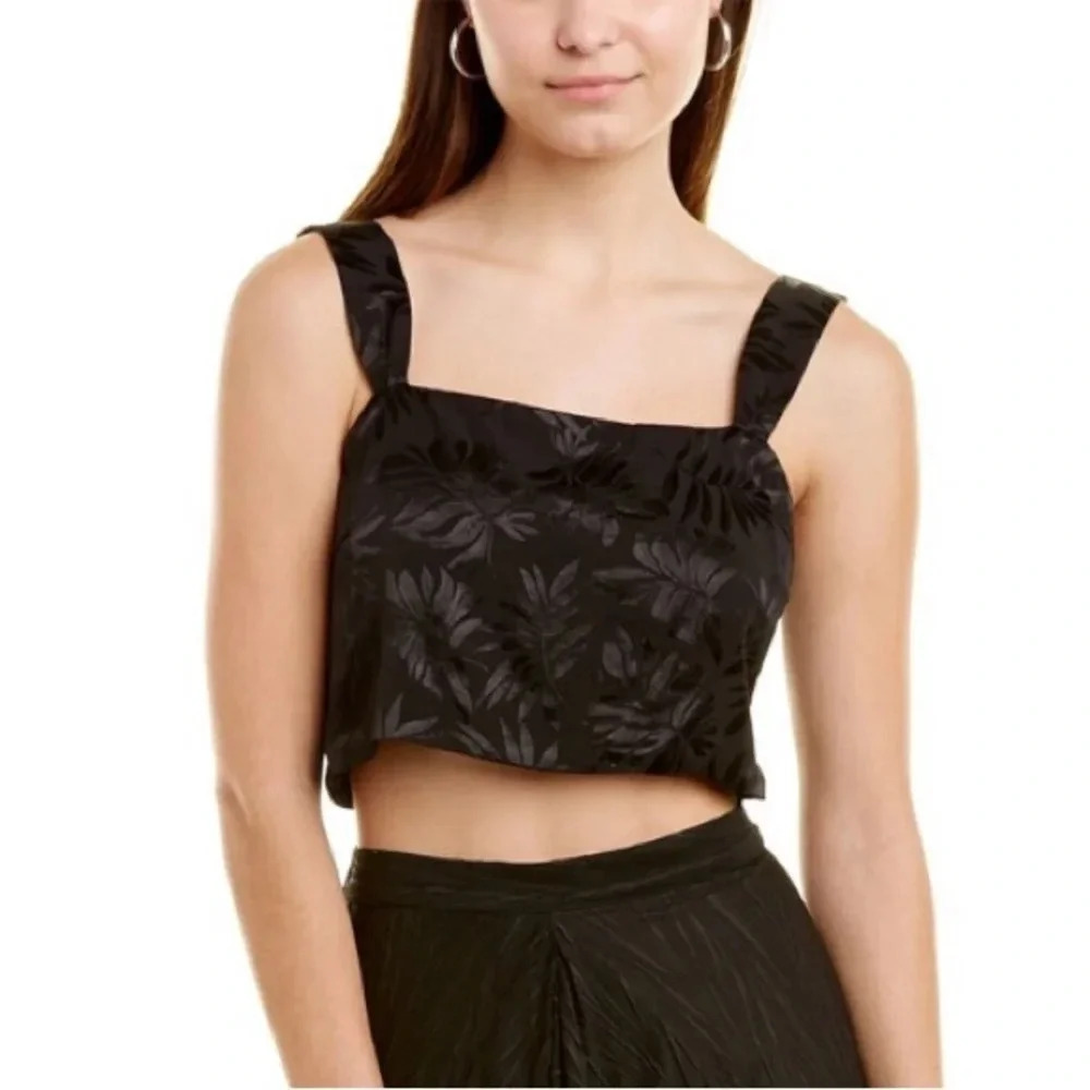 Sabina Musayev Burgundy Jacquard Crop Top